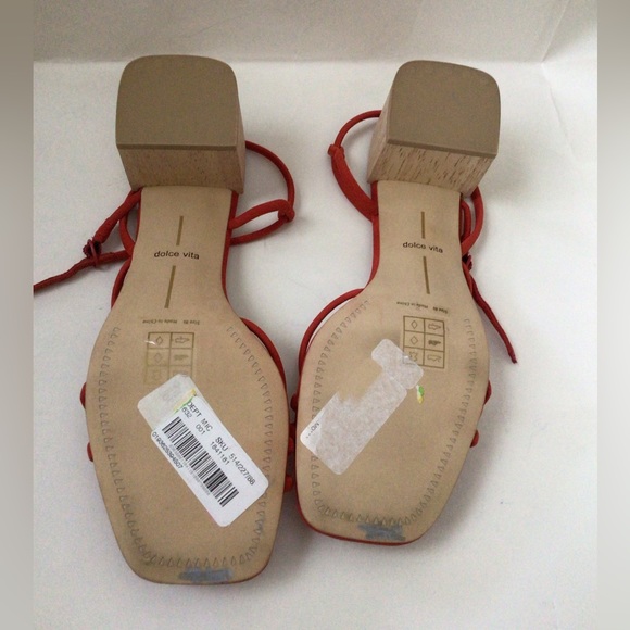 🆕DOLCE VITA ZAYLA HEELED WOODEN RED SANDALS (Sz 8.5) - Picture 14 of 16
